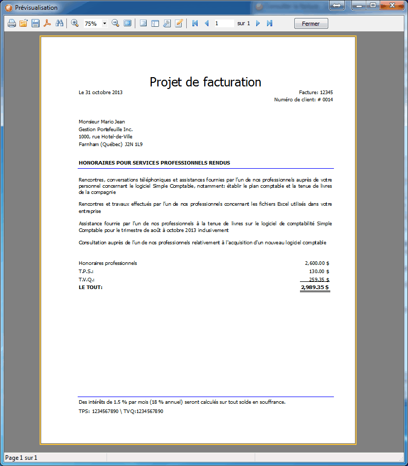 Module Travaux En Cours Menu Des Transactions Ecritures De Facturation De Tec Etapes De Facturation Des Travaux En Cours Etape 6 7 Factures Papiers Exemple D Un Rapport Personnalise